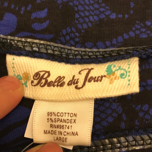 Belle du jour Stretchy Black & Blue Skirt - Picture 5 of 5